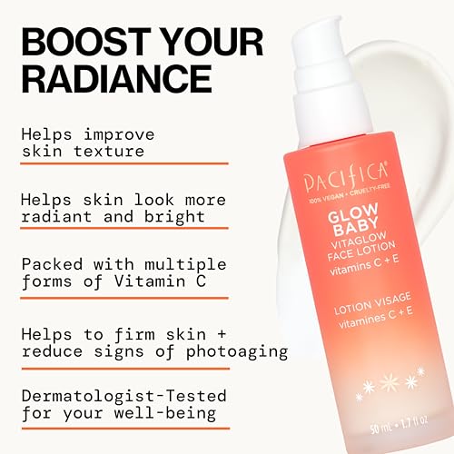 Pacifica Beauty Glow Baby VitaGlow Face Lotion and Brightening Face Wash Set, Skincare, Vitamin C and E, AHA, Exfoliator, Cleanser, Hydrating, Moisturizer, Vegan, 1.7 fl oz and 5 fl oz (Set of 2)