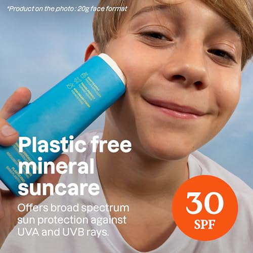 ATTITUDE Mineral Sunscreen Stick for Kids, SPF 30, EWG Verified, Plastic-Free, Broad Spectrum UVA/UVB Protection with Zinc Oxide, Dermatologically Tested, Vegan, Unscented, 2.1 Ounces