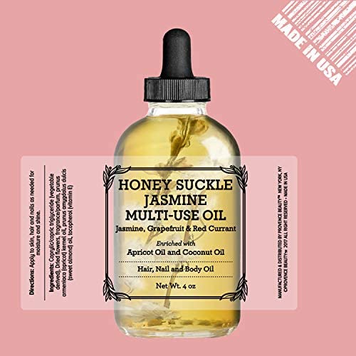 BEAUTE DE PROVENCE Honey Suckle Multi-Use Face, Body & Hair Oil - Hydrates Skin, Restores Shine - With Apricot, Coconut Oil & Vitamin E - 4 Fl Oz