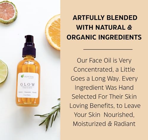 Glow Turmeric Face Oil, Organic Rosehip Oil, Camellia & Vitamin C - 2 oz
