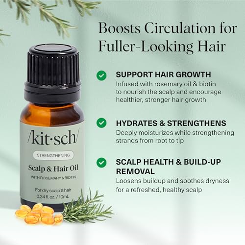 Kitsch Rosemary Oil for Hair Growth -With Castor Oil, Biotin & Jojoba- 10mL