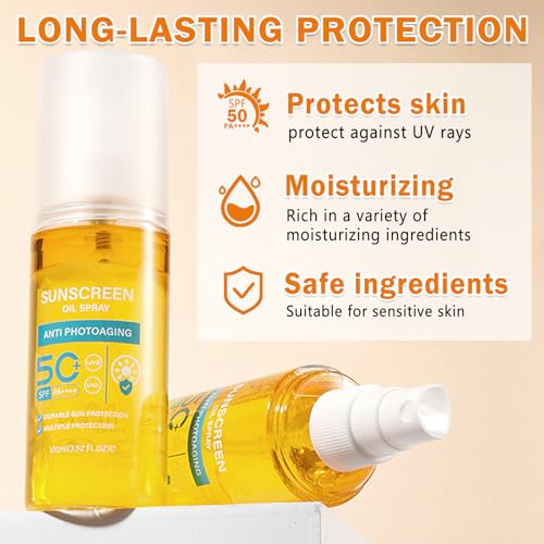 QIUFSSE Sunscreen Oil Body Sunscreen Spray,SPF 50 Body Oil Spray