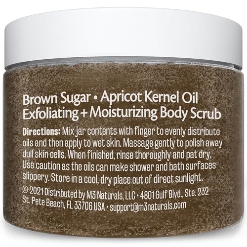 Brown Sugar Scrub Face, Foot & Body Exfoliator with Collagen, 12oz by M3