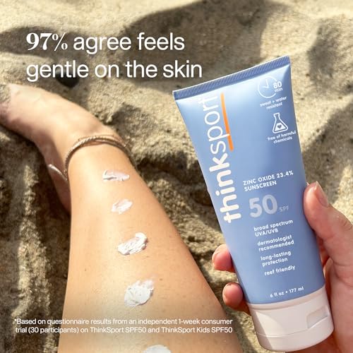 Thinksport Mineral Sunscreen SPF 50+ Zinc Oxide, Water Resistant, 6 Fl Oz