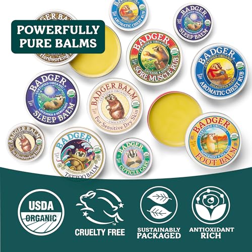 Badger Healing Balm, Hard Working Hands Cream, Organic Hand Cream for Dry Cracked Hands, Long Lasting Hand Moisturizer/Dry Hands Treatment, 2 oz Tin