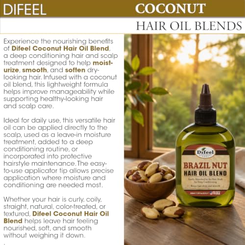 Difeel Coconut Hair Oil Blend 7.1 Ounce ounce