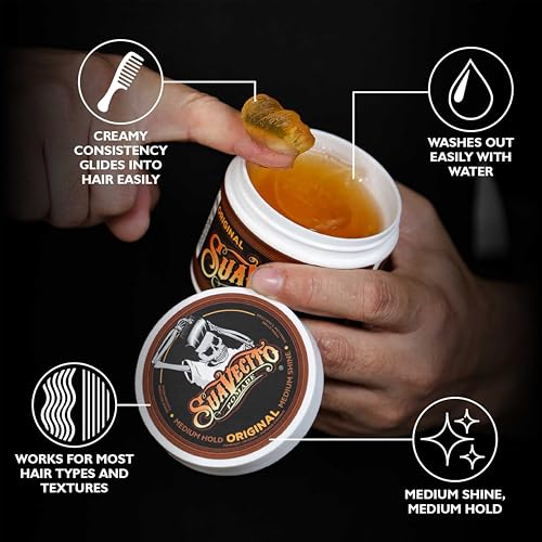 Suavecito Pomade Original Hold For Men 4 oz, 1 Pack - Medium Shine Water Based Wax Like Flake Free Hair Gel - Easy To Wash Out - All Day Hold For All Hairstyles