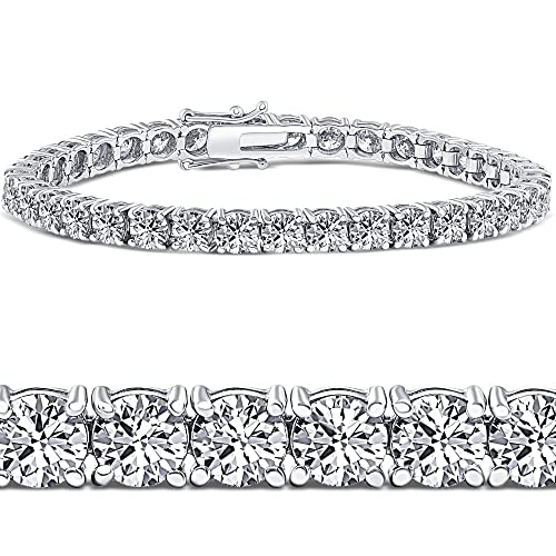 P3 POMPEII3 Pompeii 10 Ct Lab Grown Round Cut Diamond Tennis Bracelet 14K White Gold 7" (F,VS)