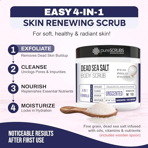 pureSCRUBS Unscented Exfoliating Body Scrub For Sensitive Skin, Large 16oz