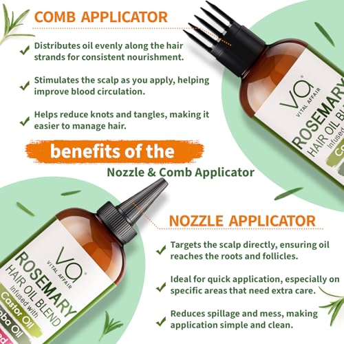 Blend Of Pure Rosemary Oil For Hair Growth 6 Fl Oz With Castor, Batana Oil