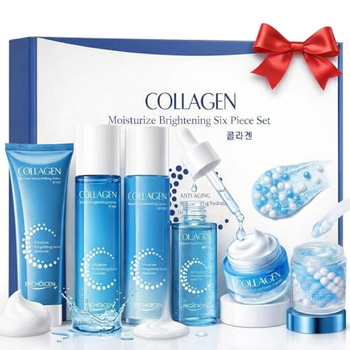Collagen Skincare Set for Women – 6Pcs Face Care Kit with Cleanser,Toner,Serum,Eye Cream,Face Lotion & cream – Hydrating,Firming & Nourishing Routine,Gentle for All Skin Types,Great Gift Idea