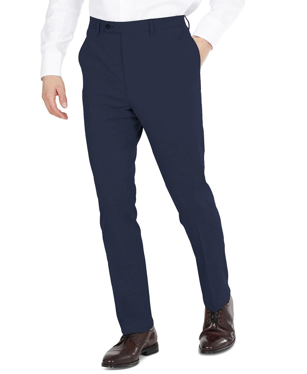 DKNY Men's Modern Fit High Performance Separates Suit Pants, Navy Solid, 38W x 32L