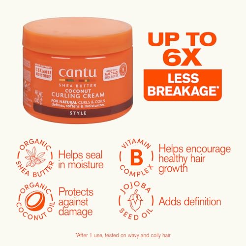 Cantu Coconut Curling Cream with Shea Butter for Natural Hair, 12 oz