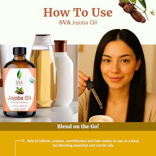SVA Organic Jojoba Seed Carrier Oil with Dropper, 4 Fl Oz (118 ml)