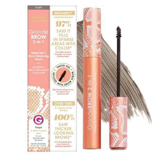 Grande Cosmetics GrandeBROW 2-in-1 Tinted Brow Gel & Serum, Taupe