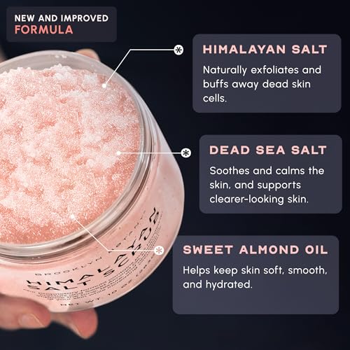 Brooklyn Botany Himalayan Salt Body Scrub - Moisturizing and Exfoliating Body, Face, Hand, Foot Scrub - Fights Stretch Marks, Fine Lines, Wrinkles - Great Gifts for Women & Men - 10 oz