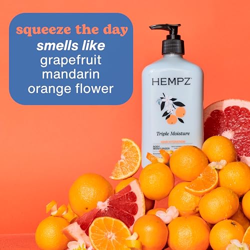 HEMPZ Triple Moisture Body Moisturizer, 17 Oz – Hydrating Lotion Rich with Minerals, Vitamin C, & Hempseed Oil to Nourish & Repair Extremely Dry or Sensitive Skin for Body