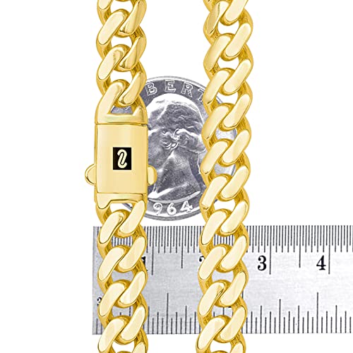 Nuragold 10k Real Yellow Gold Royal Monaco 9mm Miami Cuban Chain Necklace - 20"