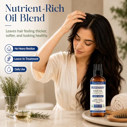 Rosemary Hair Oil 6 Fl Oz - Scalp Blend with Biotin, Batana & Castor Oil