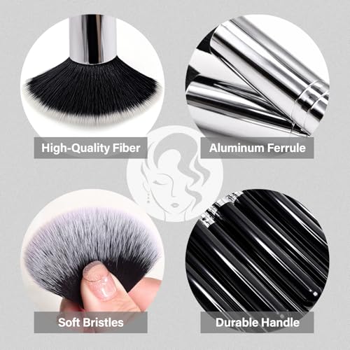Makeup Brushes Set, Mlemle Professional 25 Pcs Makeup Kit, Include Foundation Powder Blush Concealers Eye shadows 21 Pcs Makeup Brushes and 2 Powder Puff, 2 Makeup Sponge(B01-Black)