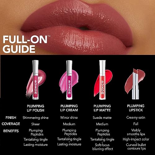 BUXOM Full-On Plumping Satin Lipstick, Sexy Vamp, 0.09 oz