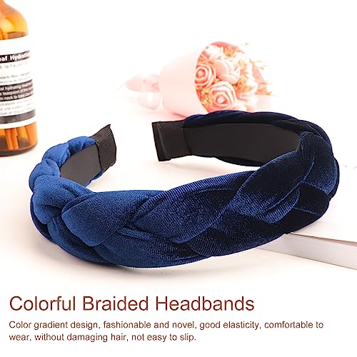 DRESHOW Braided Headbands for Women Velvet Hair Hoop Elastic Criss Cross Hair Bands Accessories