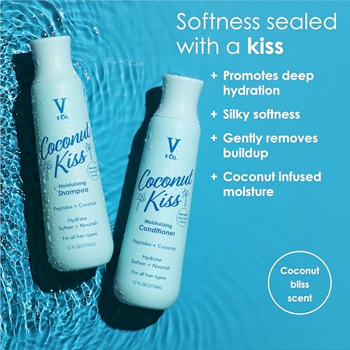 V&Co. Moisturizing Shampoo 12 Oz. - Sulfate Free, Color Safe, and Gentle Formula with Peptide Technology Boosting Hydration for Dry, and Color Treated Hair