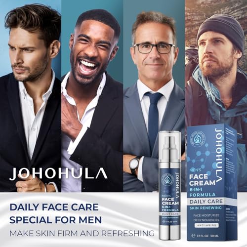 Johohula Face Cream 6-in-1 for Men: Face Moisturizer Suitable for Anti Aging Daily Face Care - Cream for Males Skin Care 1.7oz