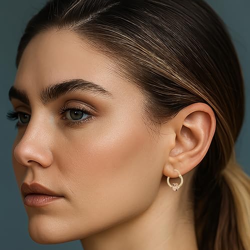 Hoberta Real Yellow10k Gold Hoop Earrings for Women And Mom| Lightweight Hoops Solid Jewelry for Hypoallergenic & sensitive ears Round Original 10 Karat for Christmas Gifts (Real 10K Yellow Gold Flower(12mm)