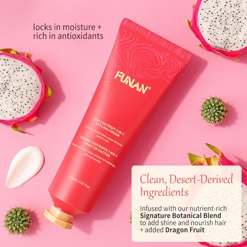 FUNAN 3-in-1 Hair Styling Cream, Non-Greasy for Women & Kids, Creates Smooth Styles and Defines Curls, No White Flakes Fly Away Hair Tamer, 5.07 fl oz