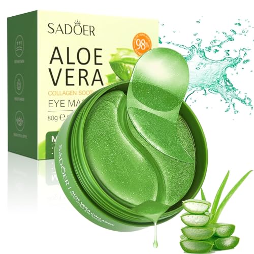 Aero Zen Aloe Vera Eye Mask- 60 PCS Aloe Vera Under Eye Patches-Under Eye Patches for Dark Circles,Eye Puffiness & Dark Circles Treatment,Reduces Wrinkles & Fine Lines,Improves & Firms Eye Skin