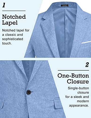 COOFANDY Men's Blazer Casual Sport Coats Slim Fit One Button Suit Jacket Lightweight Sports Jacket (Sky Blue,X-Large)