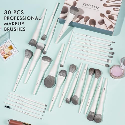 Vynestra 30 Pcs Pro Grade Makeup Brushes Set with Dense Ultra Soft Bristle