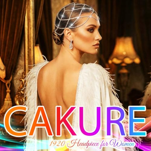 CAKURE Rhinestone Head Chain 1920s Flapper Cap Roaring 20s Headpiece Sparkly Hair Accessories for Women (a-silver)