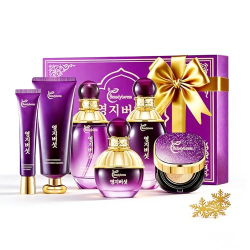 Ganoderma Lucidum Skincare Set - Face Care Kit with Collagen,Niacinamide, Hyaluronic Acid - Anti aging & Firming Skin, Face Care Gift Set for Women Include Toner, Serum, Lotion, Eye Cream, Face Cream
