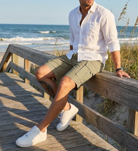 JMIERR Mens Classic Khaki Cargo Shorts Classic Loose Fit Big & Tall Summer Work Short with 5 Pockets, 3XL