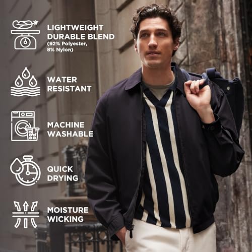 LONDON FOG Men's Auburn Zip-Front Golf Jacket (Regular & Big-Tall Sizes), Black, Medium