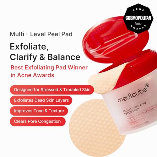 medicube Toner Pads Red Succinic Acid Panthenol Pad for Facial Peeling