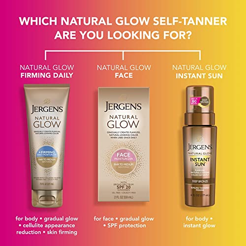 Jergens Natural Glow Face Self Tanner Lotion SPF 20, Fair To Medium, 2 oz
