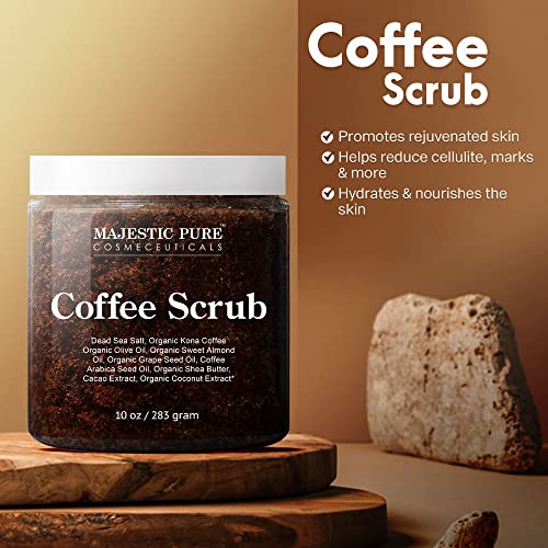 Majestic Pure Arabica Coffee Body Scrub, Exfoliating Polish, 10 Oz