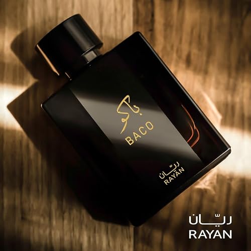 RAYAN Baco Tobacco & Leather Perfume for Men – Arabian Eau De Parfum, 100mL (3.34 Fl oz) Perfumes Arabes Para Hombres, Bold Men’s Perfume with Vetiver, Patchouli, Saffron & Spices – Ideal Gift for Him