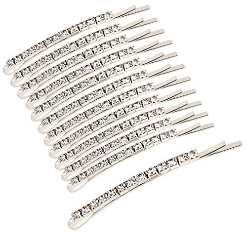 12 Pieces Rhinestone Bobby Pins, Silver Metal Hair Clips Diamond Bobby Pins Crystal Hair Pin for Prom Bridal Wedding Hair Accessories Gift Stocking Stuffers for Women Girls