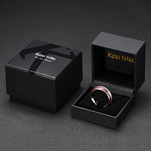 King Will Mens Tungsten Wedding Band Meteorite Wood Inlay Rings 8mm Size 10