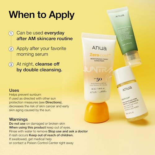 Anua Zero-Cast Moisturizing Sunscreen SPF 50, 1.69 fl oz