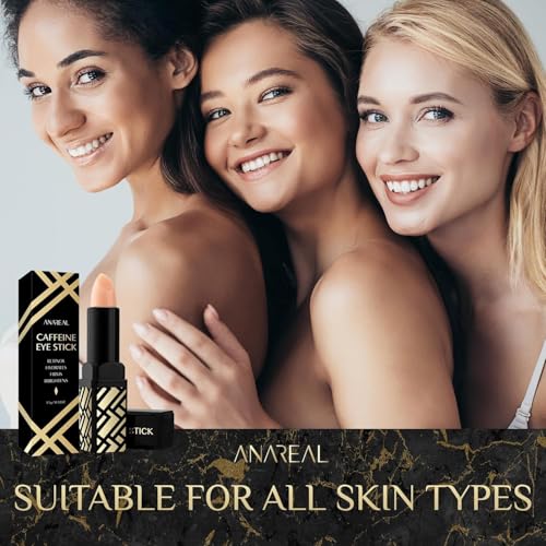 ANAREAL Caffeine Under Eye Balm Stick (1 Pack) – Hydrating Eye Care for Dark Circles & Puffiness, Cooling Eye Balm Stick for Eyes, Face & Under Eye Bags