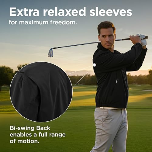 LONDON FOG Men's Auburn Zip-Front Golf Jacket (Regular & Big-Tall Sizes), Black, Medium