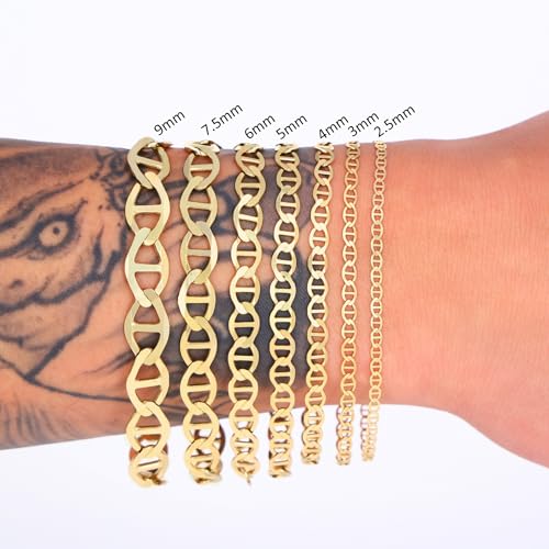 Nuragold 14K Real Yellow Gold Mariner Chain Solid Link Anchor Bracelet - 6mm,8.5"