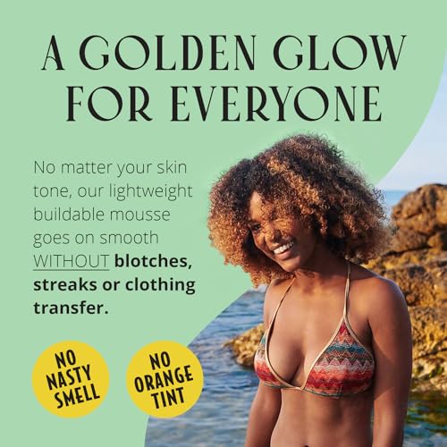 Skinerals Self Tanner Mousse, Organic Sunless Tanning Foam for Face & Body, Natural Looking, Streak-Free, Quick-Drying, Long-Lasting Fake Tan, 8 oz, Californium