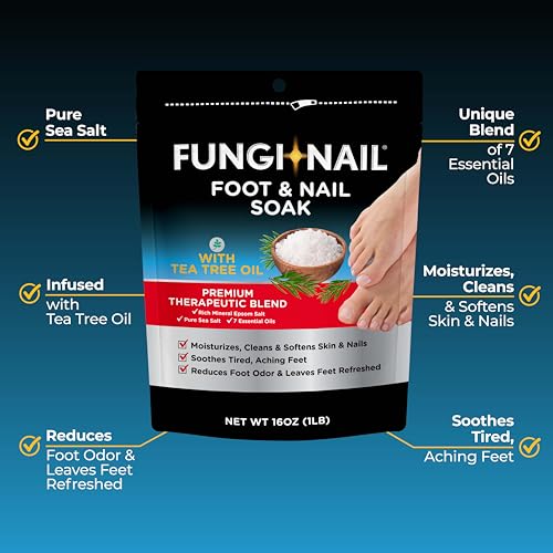 Fungi-Nail Foot & Nail Soak with Tea Tree Oil, 1 Pound, Moisturize, Reduce Foot Odor, & Soothe Aching Feet, Therapeutic Blend of Rich Mineral Epsom Salt, Pure Sea Salt, and 7 Essential Oils