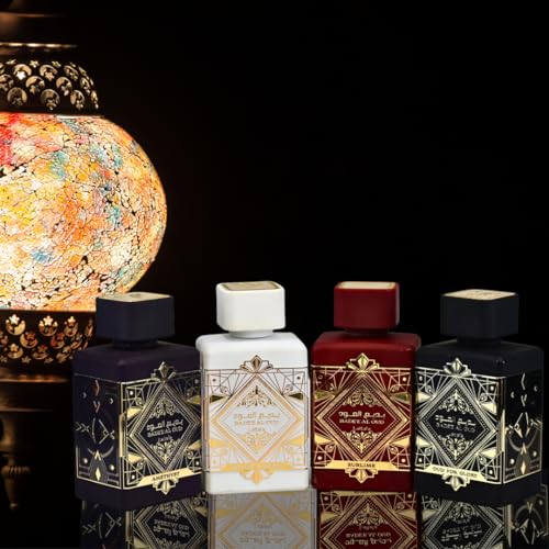 Lattafa Perfumes Bade'e Al Oud for Unisex 4 Piece Eau de Parfum Gift Set (Oud for Glory + Sublime + Amethyst + Honor & Glory) 3.4 Ounce/100 ml each